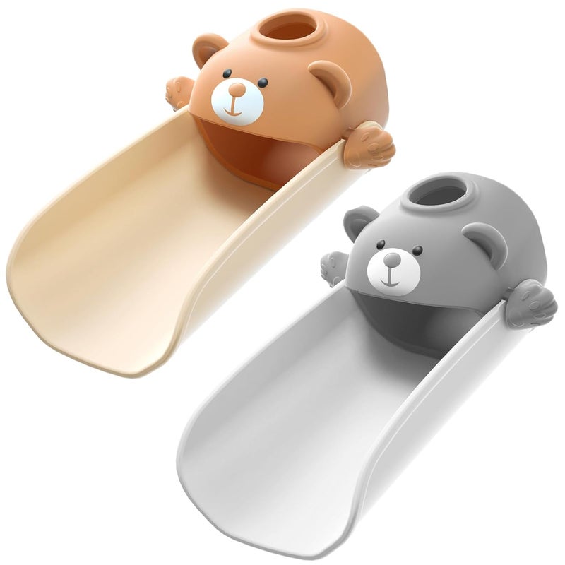 SKYROKU Faucet Extender for Toddlers, Sink Extenders with Temperature Sensitive for Kids Hand Washing Sink Faucet Extension,Suitable for Bathroom Sink, Kitchen,Bathtub.(Brown) (Brown&Grey) - Image 1